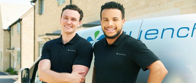 service technicians next to van